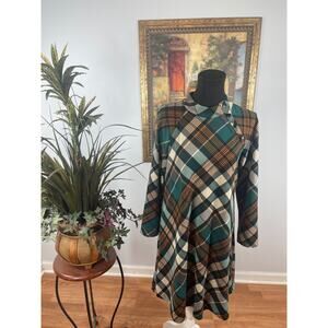 Jessica Howard Dress Womens Medium Multi Plaid Long Sleeve Mod Retro Preppy
